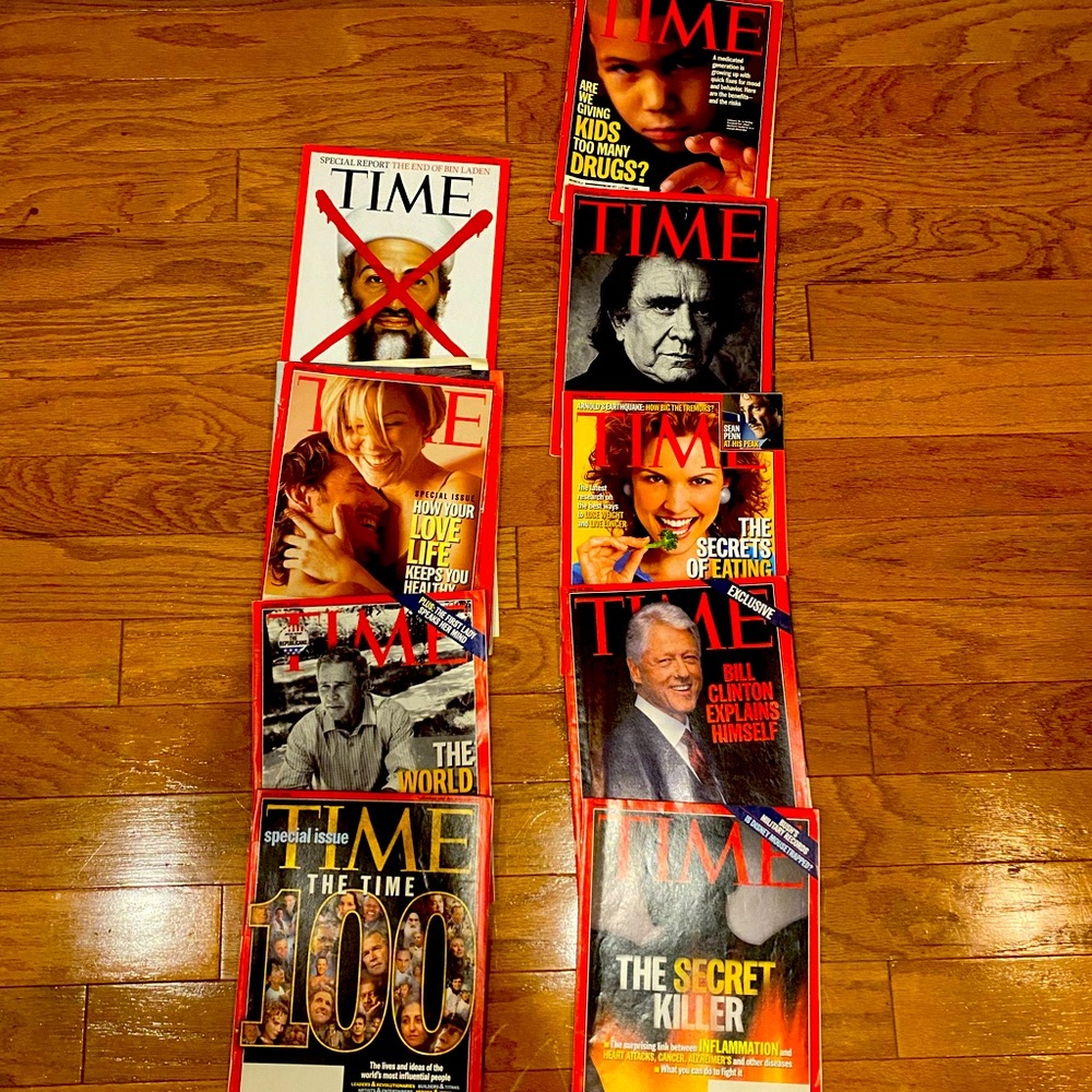 Vintage Lot  of 9 Time Magazines 2011 2004 2003 Johnny Cash Clinton George Bush